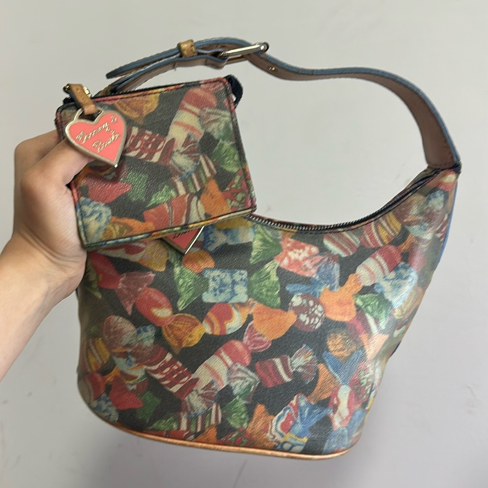 Dooney & Bourke Colorful Women's Bag with Heart Charm & wallet 2 pc